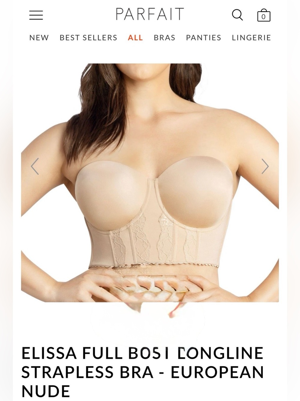 PARFAIT Bustier Elissa - Strapless Bustier Bra Full Bust European Nude 32G